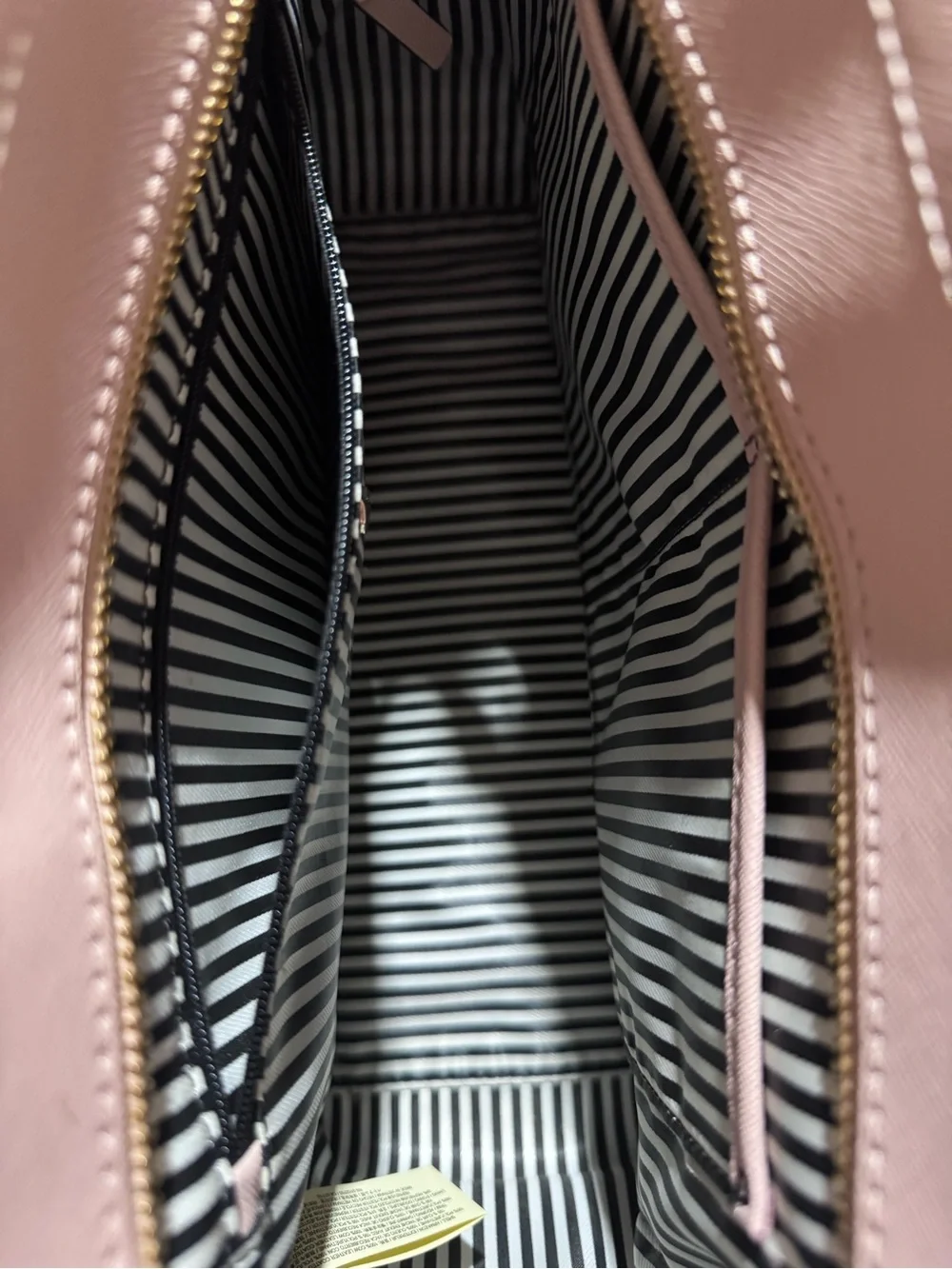 KS Pink Leather Tote Gold Hardware